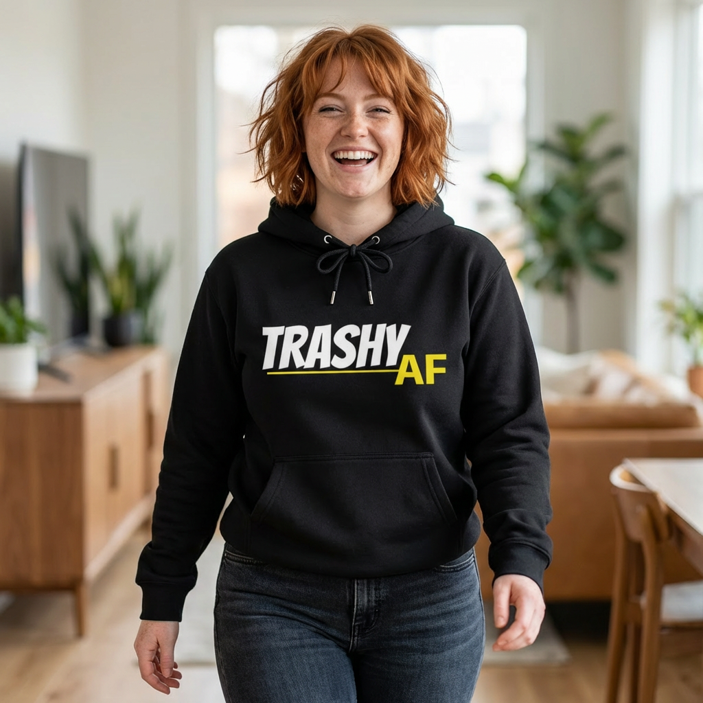 Trashy AF King Hooded Sweatshirt, Trendy Streetwear, Casual Hoodie, Gift for Him/Her, Everyday Comfort, Perfect for Any Occasion