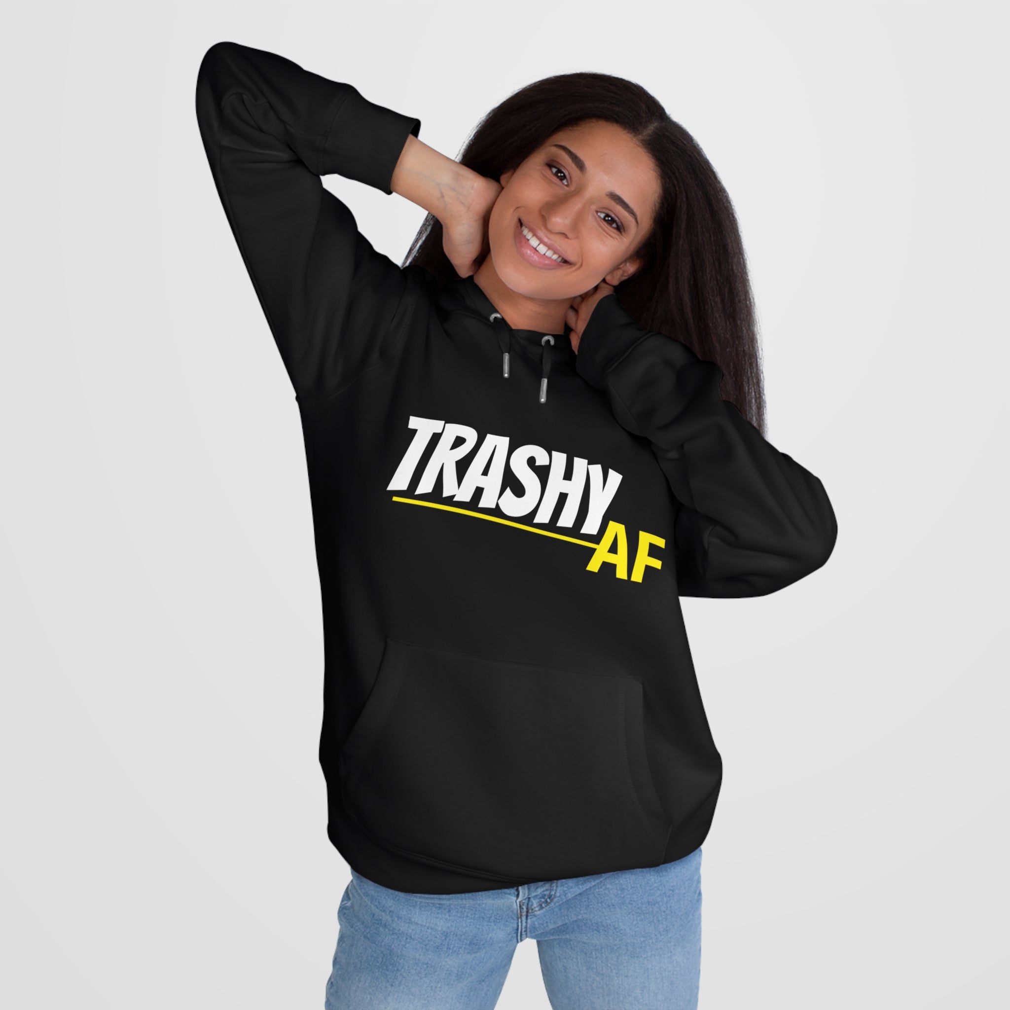Trashy AF King Hooded Sweatshirt, Trendy Streetwear, Casual Hoodie, Gift for Him/Her, Everyday Comfort, Perfect for Any Occasion