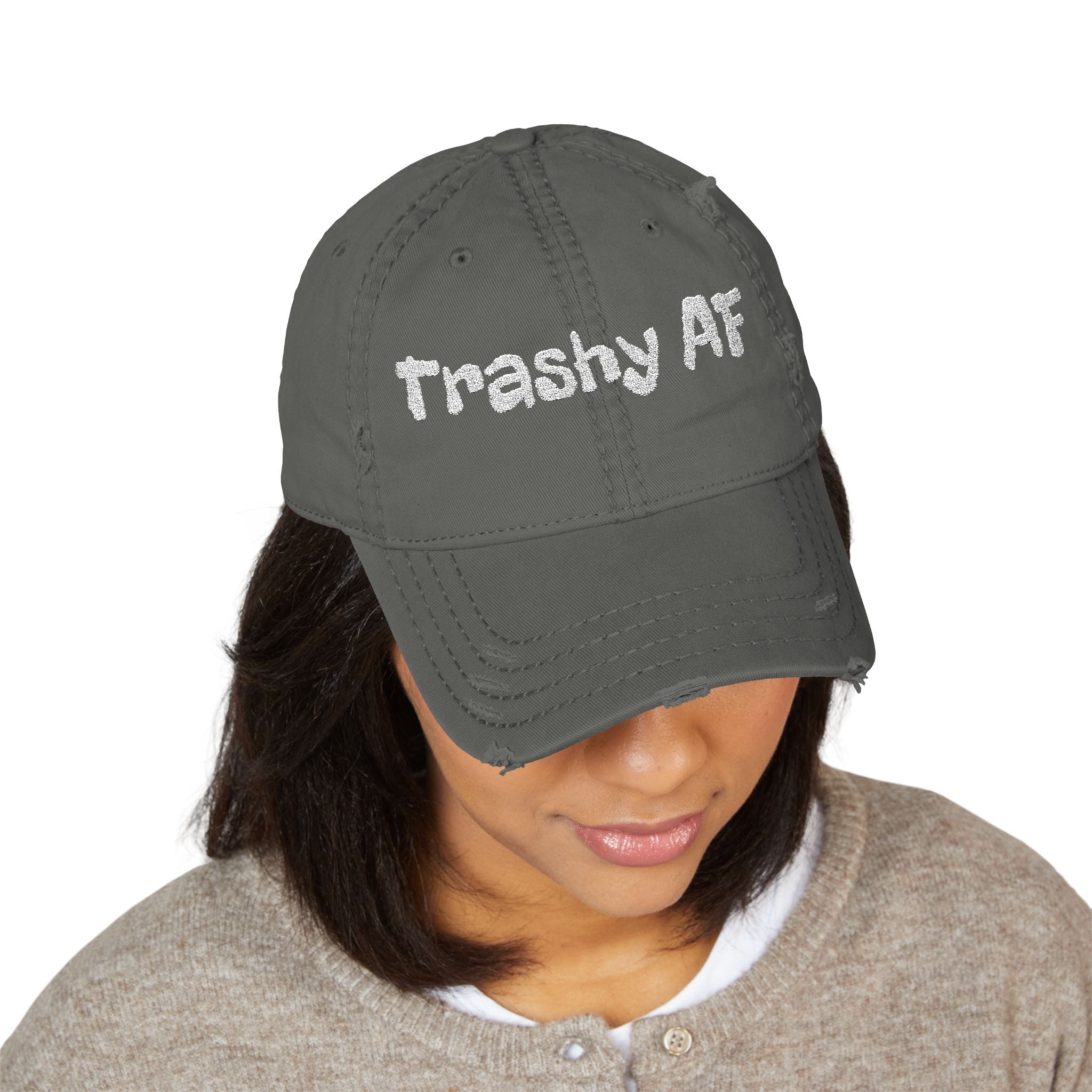 Trashy AF Distressed Dad Hat, Casual Cap, Gift for Him, Fun Accessory for Summer, Trendy Hat for Outdoor Activities